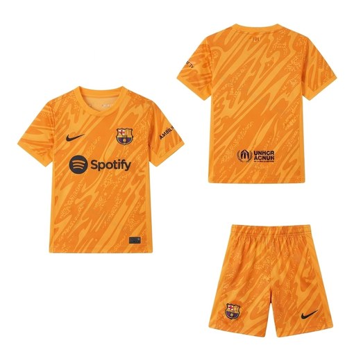 Barcelona Goalkeeper Orange Kids Football Kit 24/25