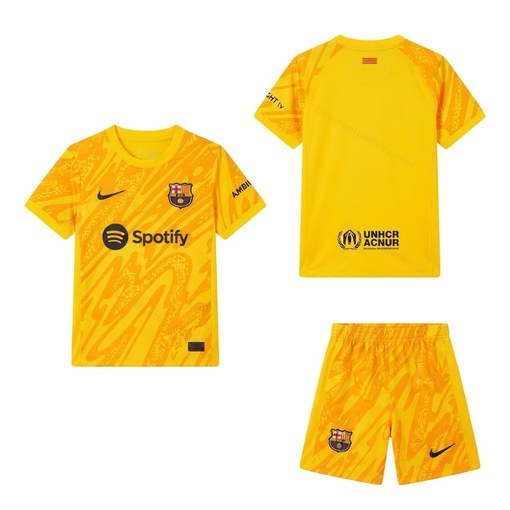 Barcelona Yellowgoalkeeper Kids Football Kit 24/25