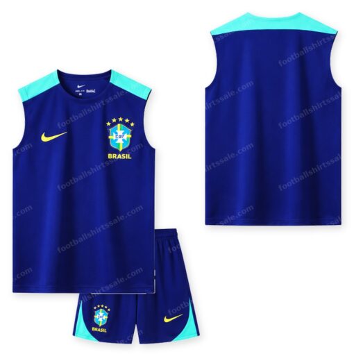Brazil Pre Match Blue Training Football Kit 2024