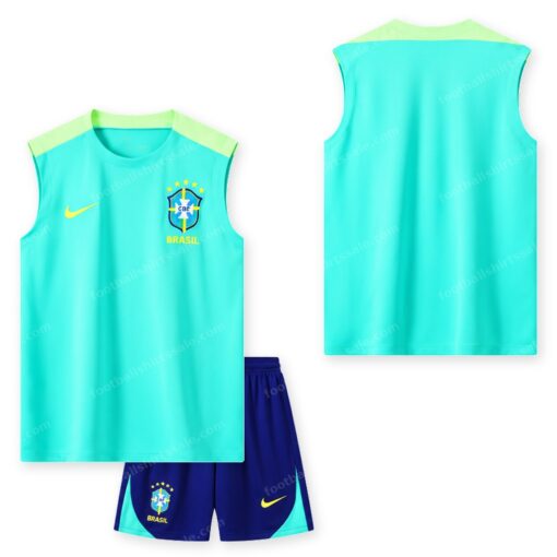 Brazil Pre Match Light Blue Training Football Kit 2024