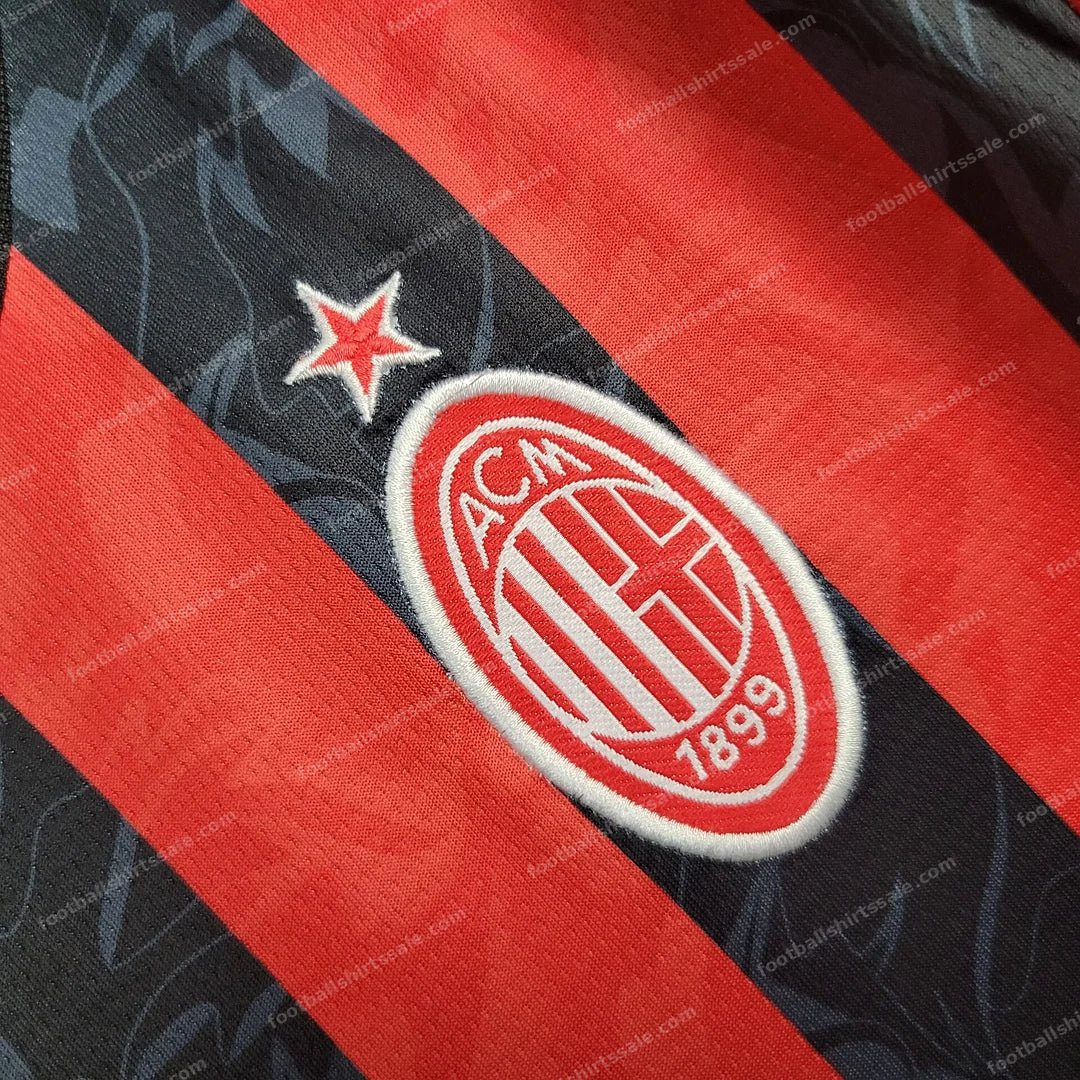 2025/2026 AC Milan Home Football Shirt Kids Size - Detail 2