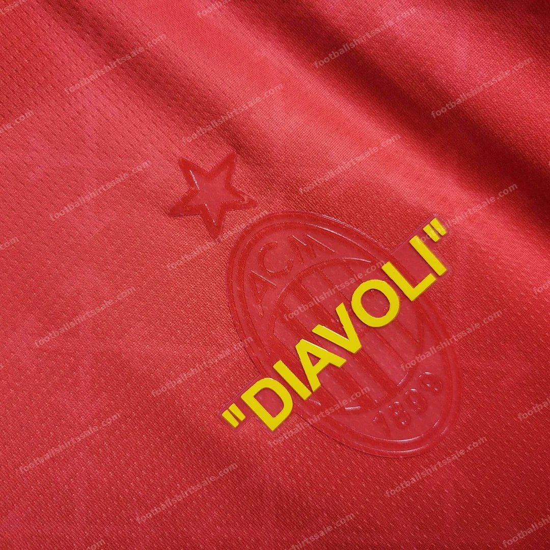 2024/2025 AC Milan x OFF-WHITE Red Football Shirt - Detail 3