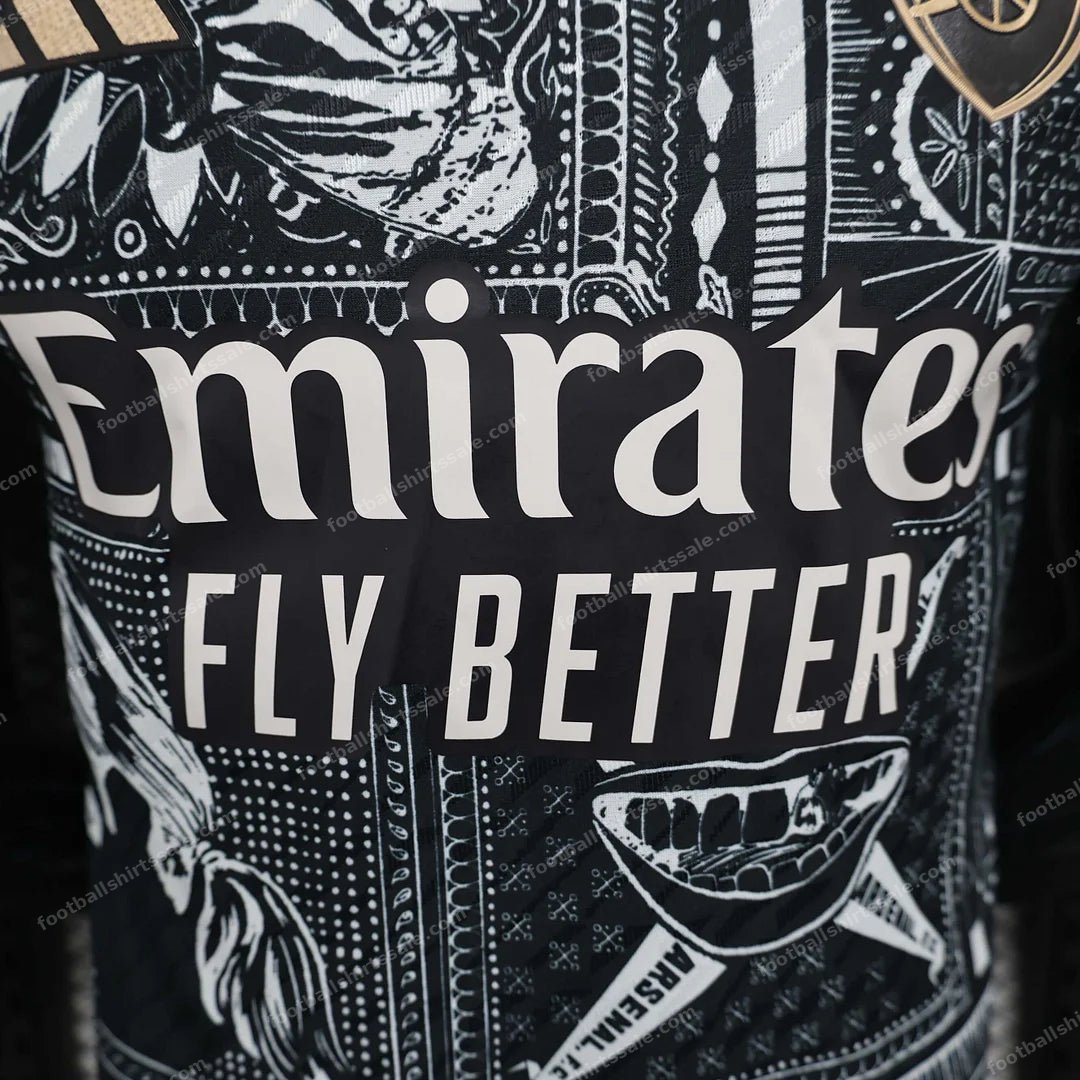 2024/2025 Arsenal Black pre-match Football Shirt 1:1 Thai Quality – Player Version - Detail 2