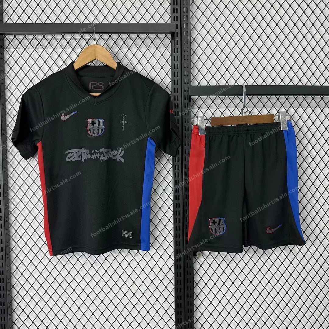 2024/2025 Barcelona x Travis Scott Kids Size Away Football Jersey