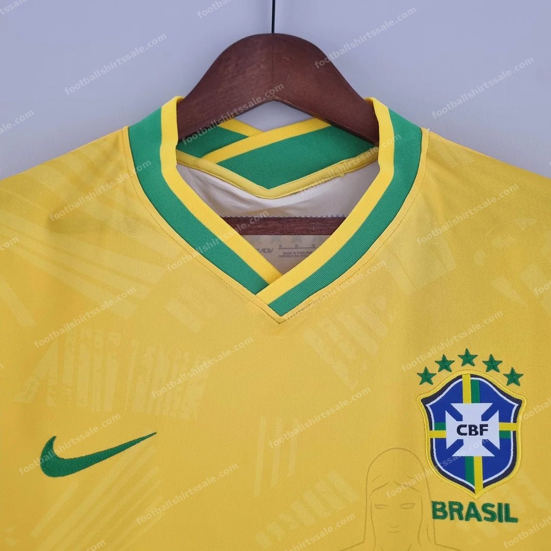 2022 Brazil Classic Soccer Jersey Yellow - Detail 3