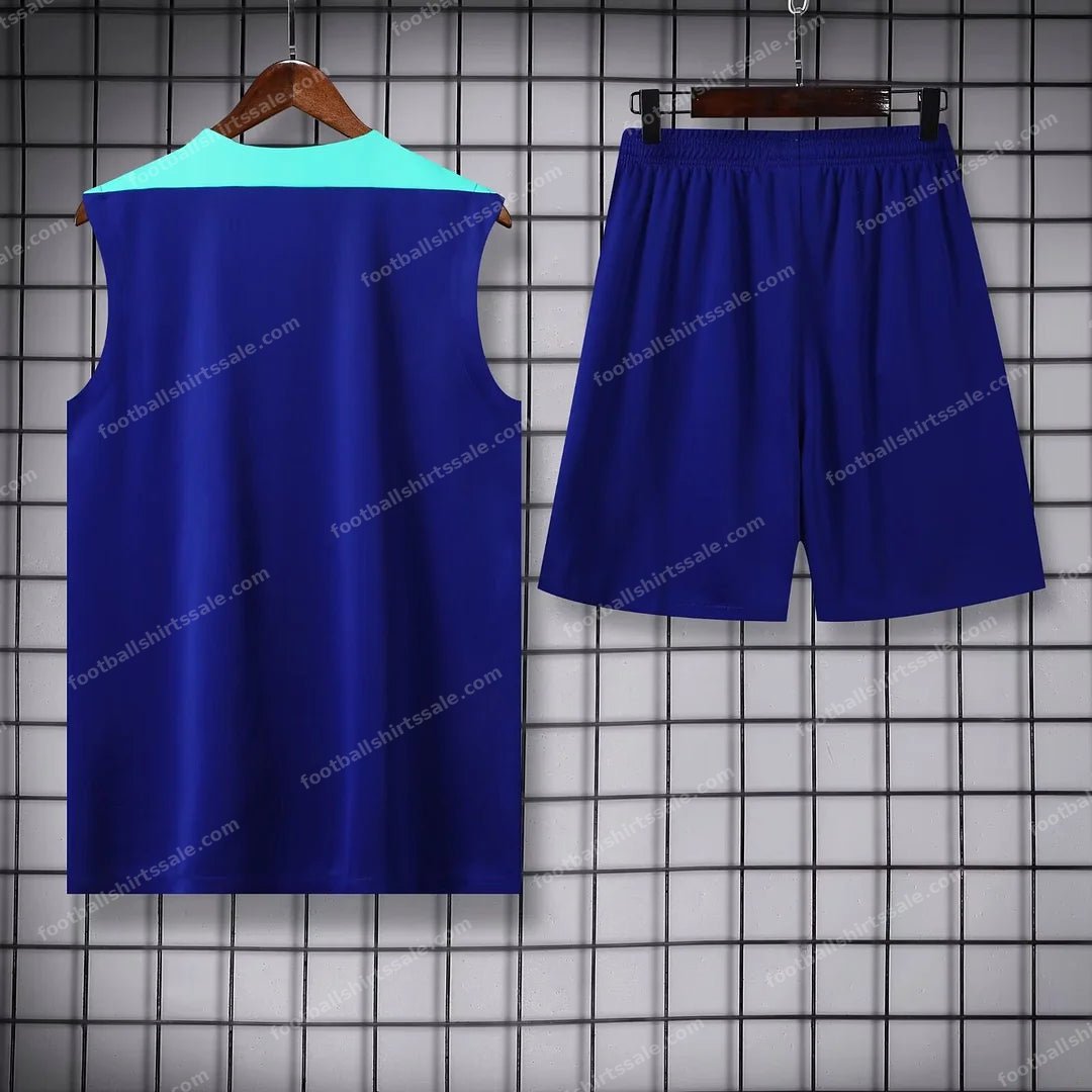 2024 Brazil pre-match training Blue Jersey+Shorts 1:1 Thai Quality - Detail 1