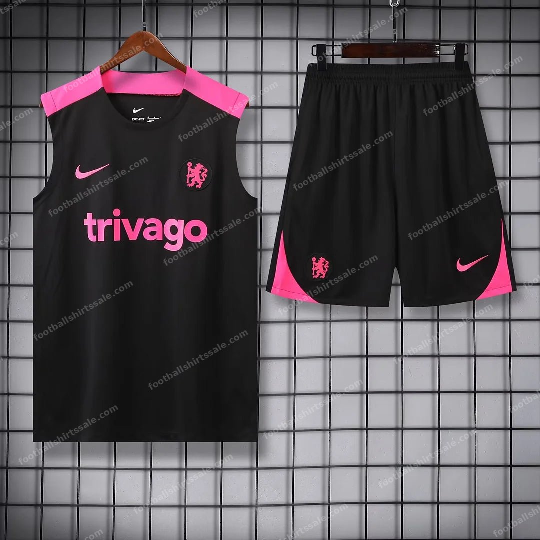 2024/2025 Chelsea Pre-match Training Black Jersey+Shorts 1:1 Thai Quality