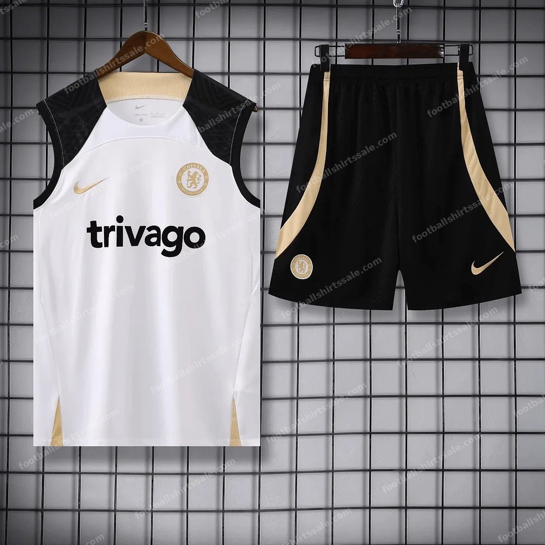 2023/2024 Chelsea pre-match training White Jersey+Shorts 1:1 Thai Quality