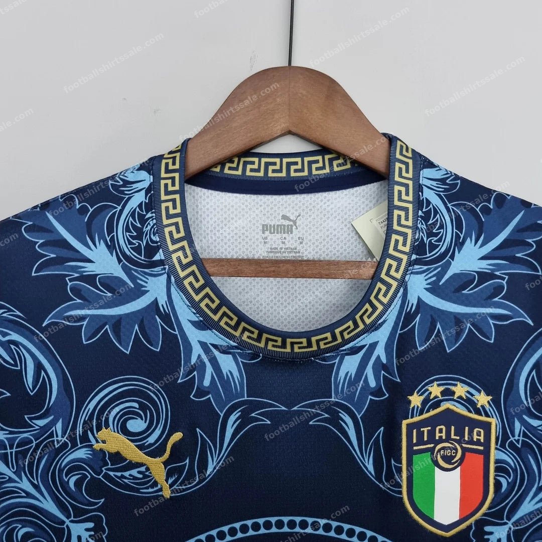2022 Italy Commemorative Edition Blue Soccer Shirt - Detail 2