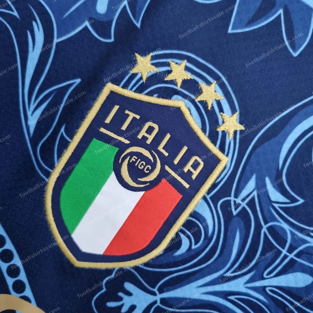 2022 Italy Commemorative Edition Blue Soccer Shirt - Detail 3