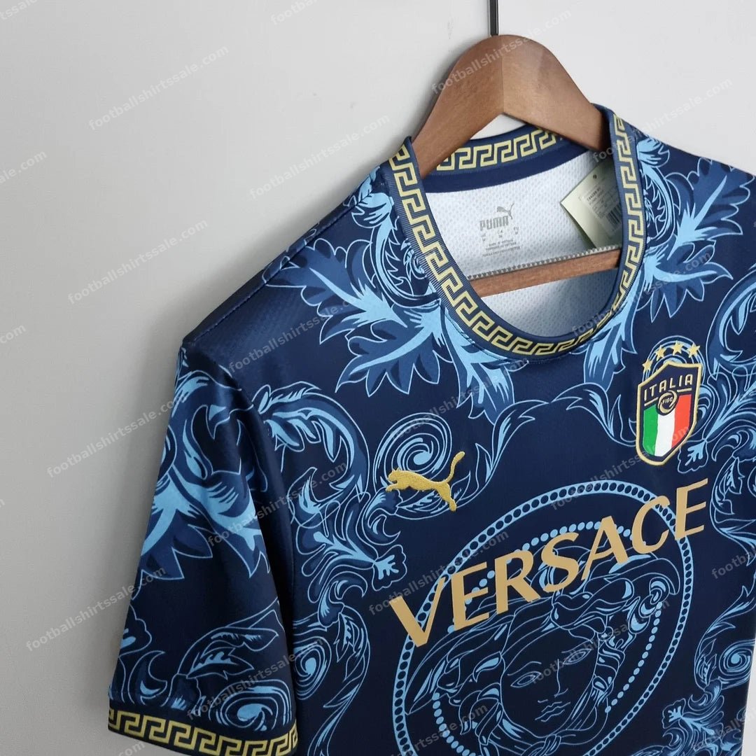2022 Italy Commemorative Edition Blue Soccer Shirt - Detail 6
