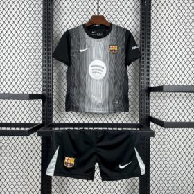 2025/2026 Kids Size Barcelona Black Goalkeeper Football Kit