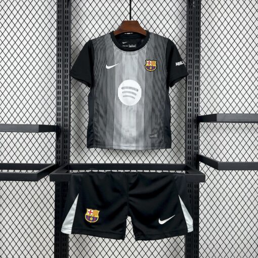 2025/2026 Kids Size Barcelona Black Goalkeeper Football Kit