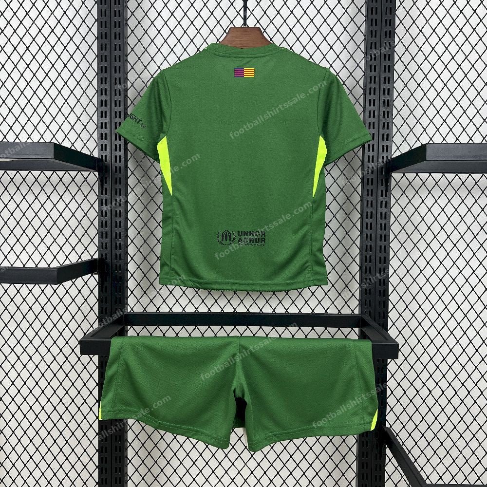 2025/2026 Kids Size Barcelona Green Goalkeeper Football Kit - Detail 1
