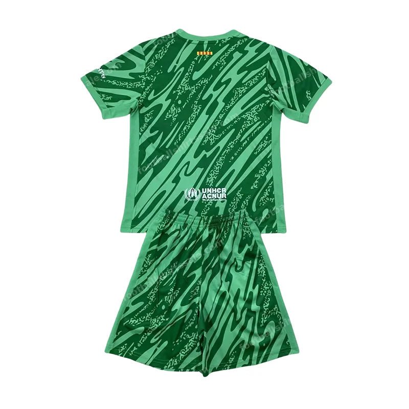 2024/2025 Kids Size Barcelona Green Goalkeeper Football Shirt - Detail 1