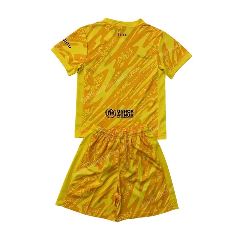 2024/2025 Kids Size Barcelona YellowGoalkeeper Football Shirt - Detail 1