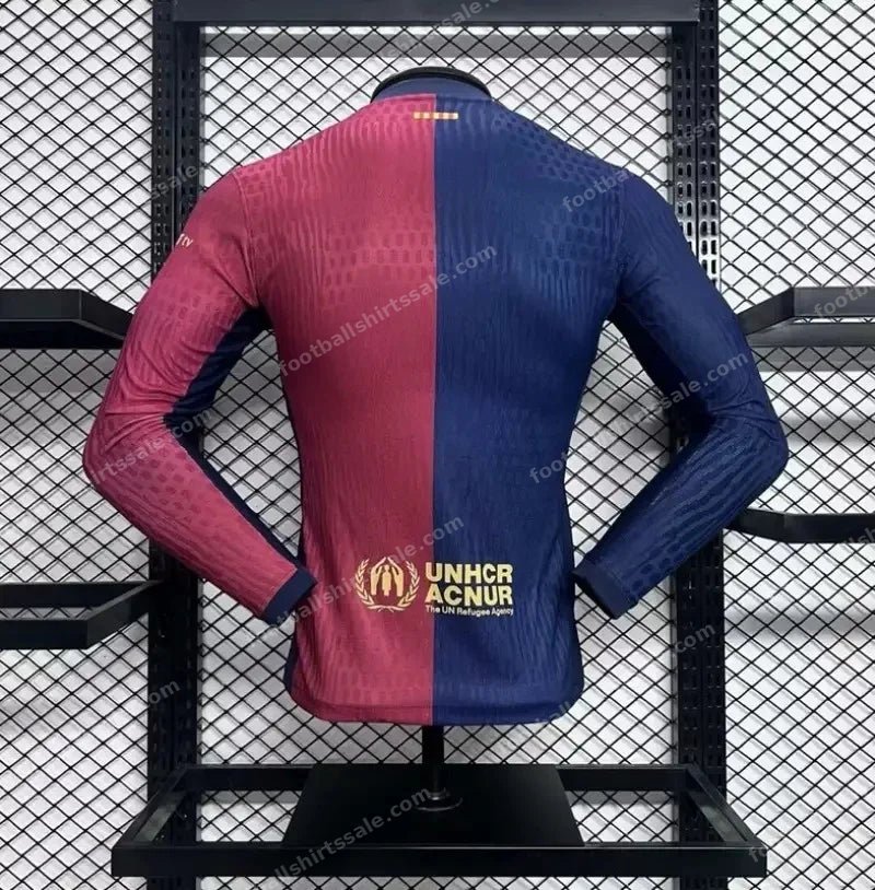 2024/2025 Long Sleeve Player Version Barcelona Home Jersey 1:1 Thai Quality - Detail 1