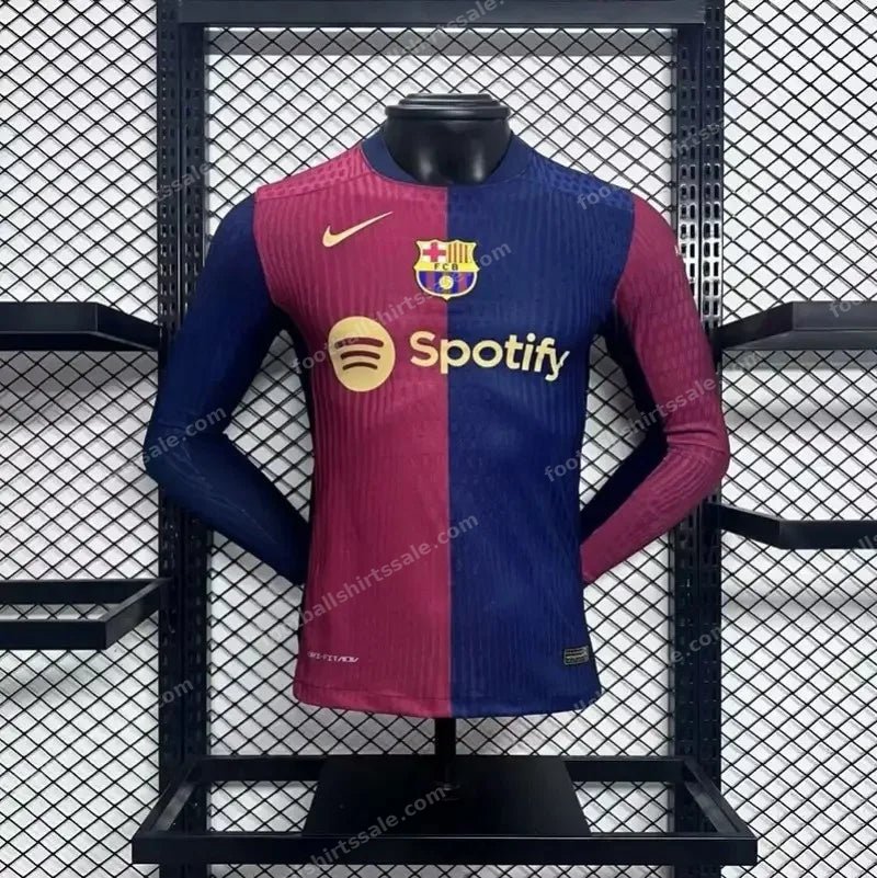 2024/2025 Long Sleeve Player Version Barcelona Home Jersey 1:1 Thai Quality