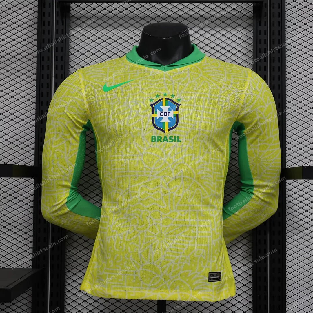 2024 Long Sleeve Player Version Brazil Home Football Shirt 1:1 Thai Quality