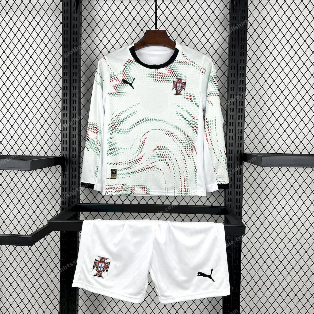 2025 Long Sleeve Portugal Away Football Shirt Kids Size