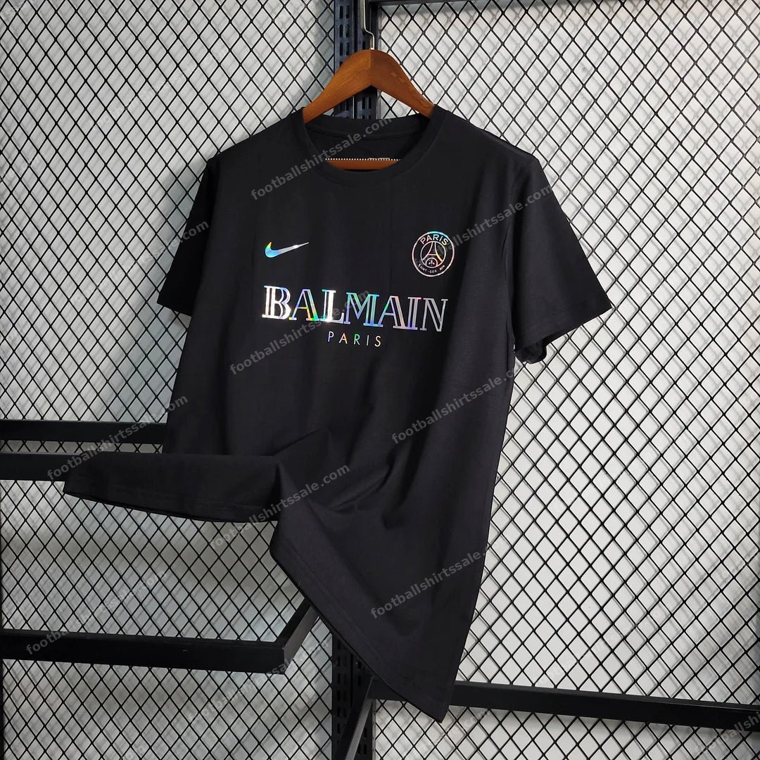 2023/2024 Paris Saint-Germain Black Balmain Shirt - Detail 2