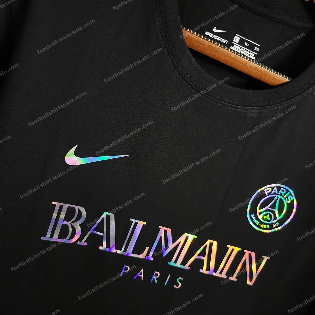 2023/2024 Paris Saint-Germain Black Balmain Shirt - Detail 4