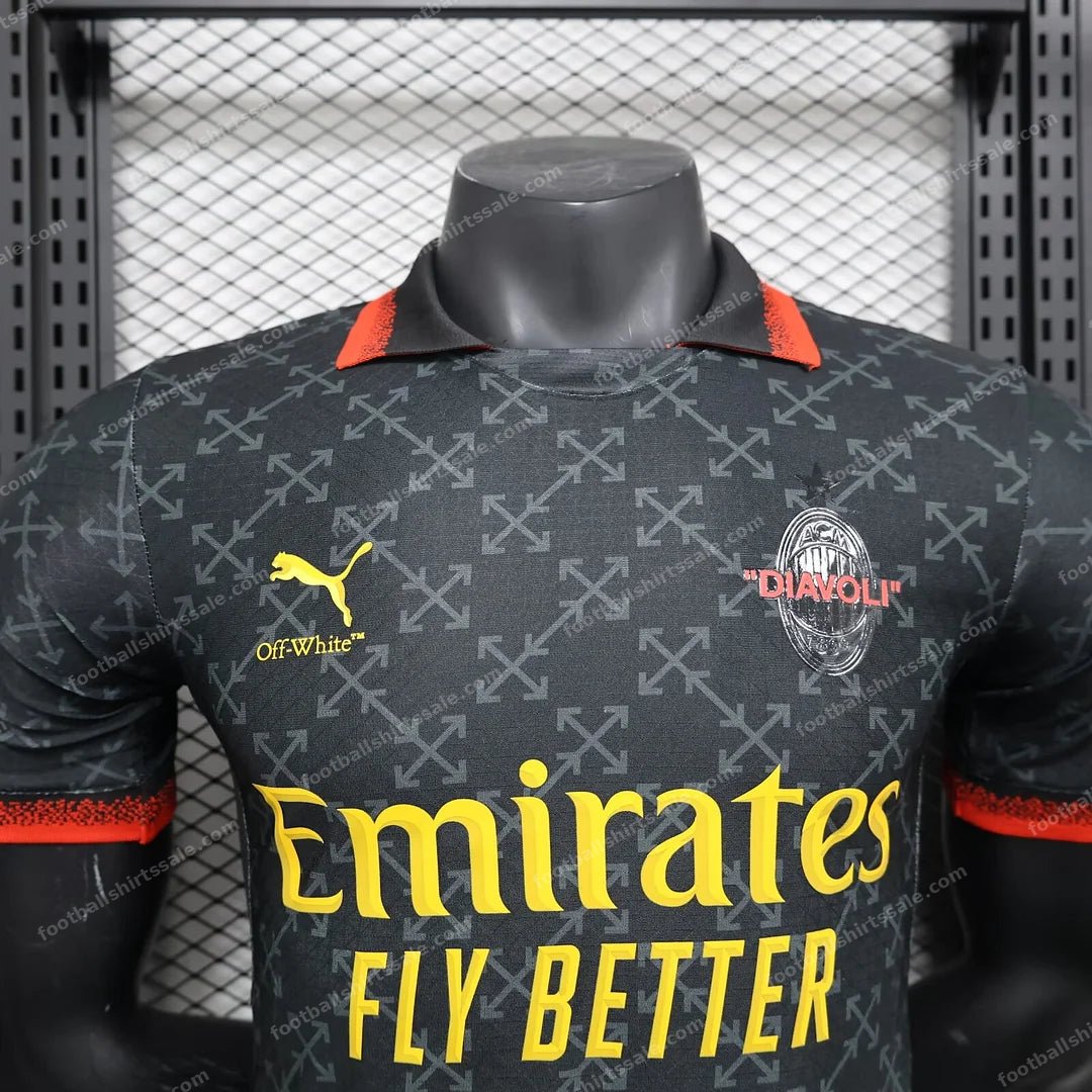 2024/2025 Player Version AC Milan x OFF-WHITE Football Shirt - Detail 3