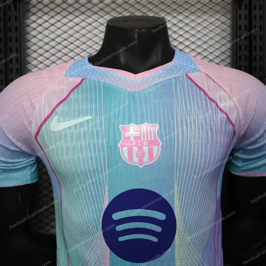 2025/2026 Player Version Barcelona Concept Pink Blue Gradient Football Shirt - Detail 2