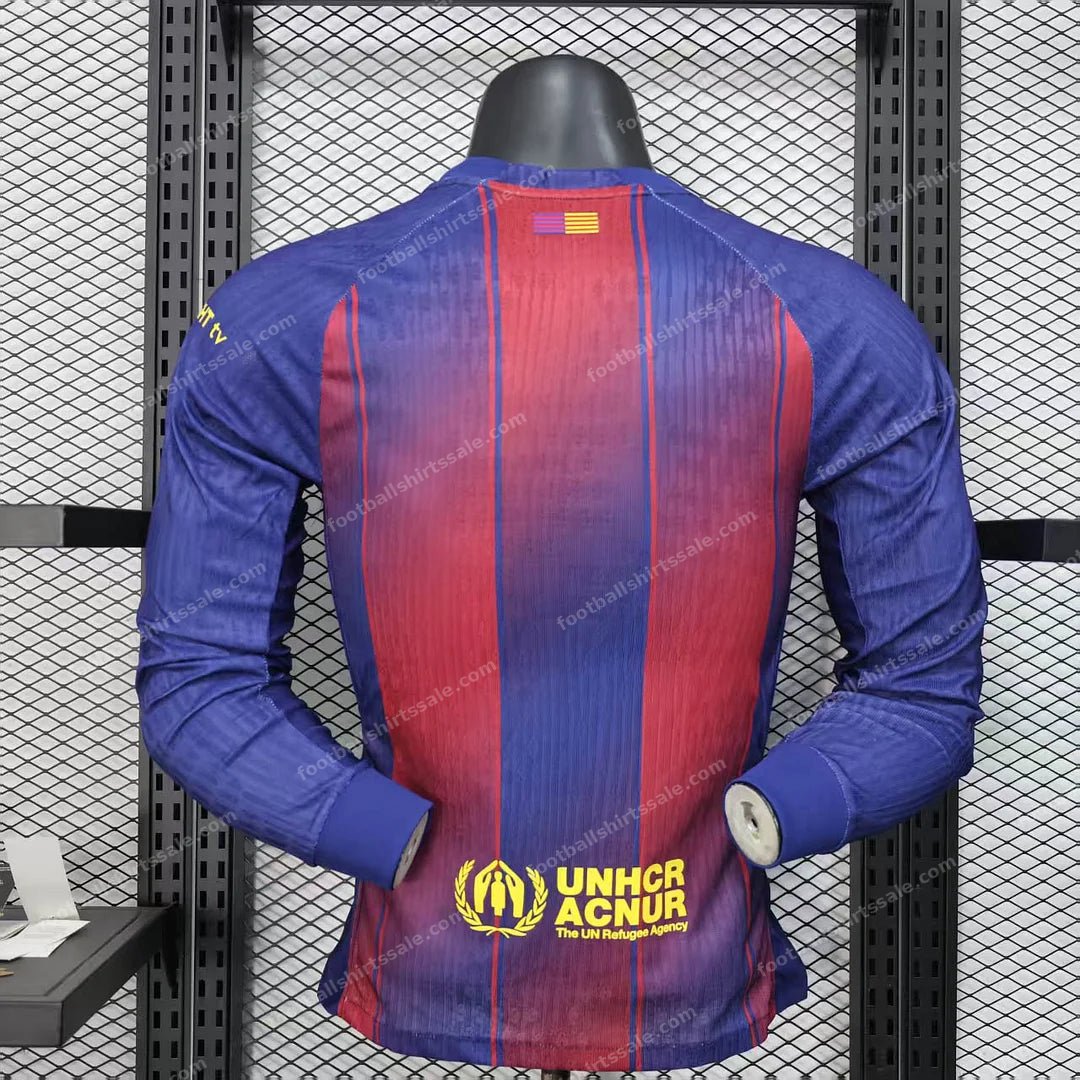 2025/2026 Player Version Long Sleeve Barcelona Home Football Shirt - Detail 1