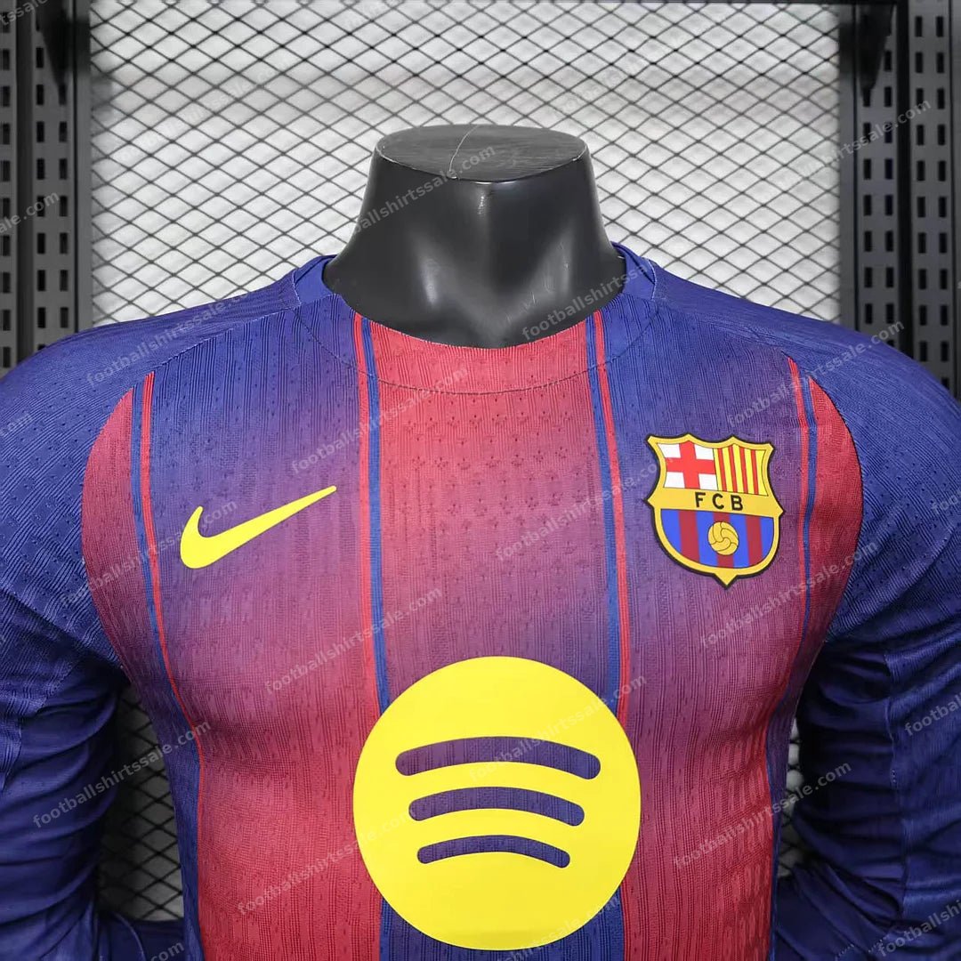 2025/2026 Player Version Long Sleeve Barcelona Home Football Shirt - Detail 2