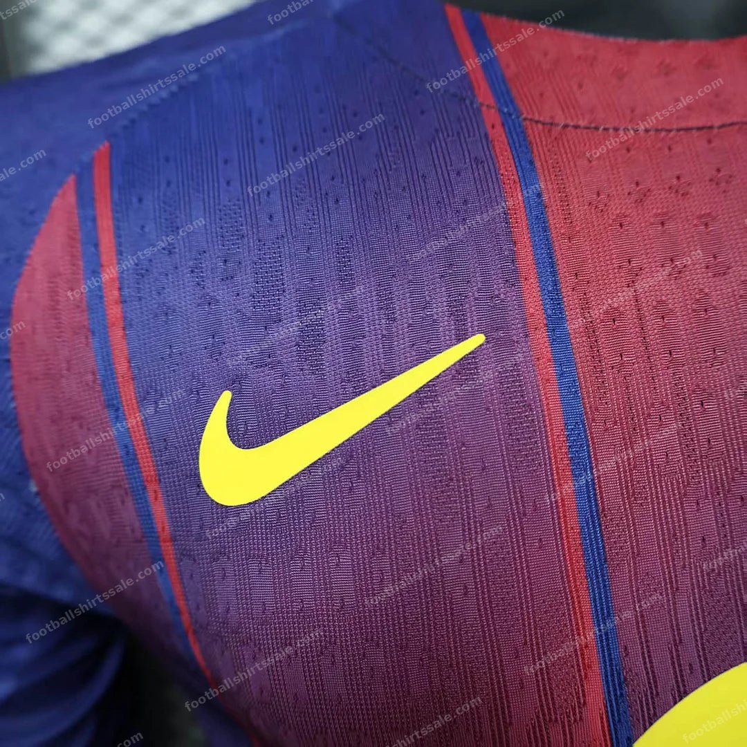 2025/2026 Player Version Long Sleeve Barcelona Home Football Shirt - Detail 3