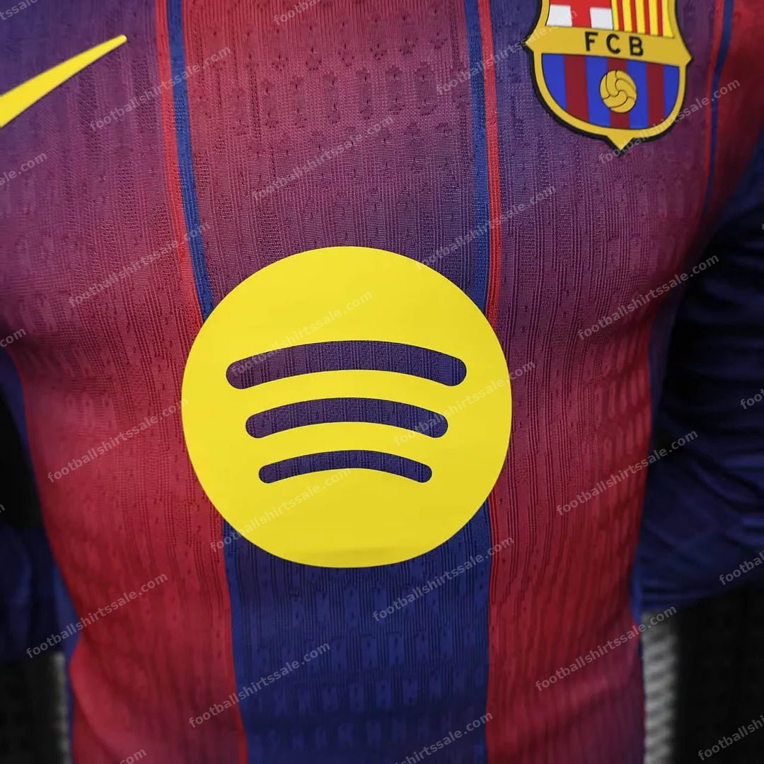 2025/2026 Player Version Long Sleeve Barcelona Home Football Shirt - Detail 4
