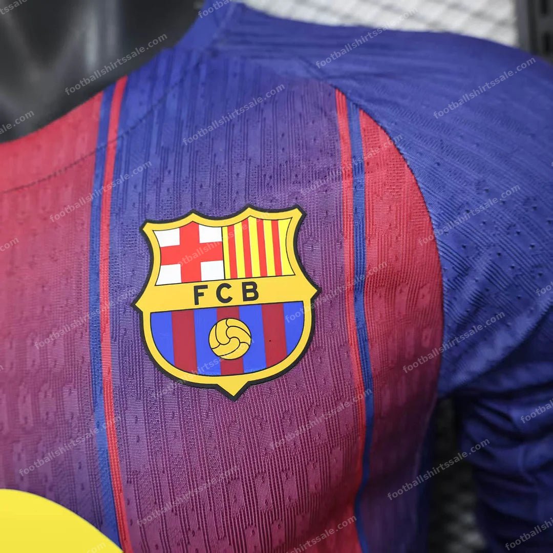 2025/2026 Player Version Long Sleeve Barcelona Home Football Shirt - Detail 5