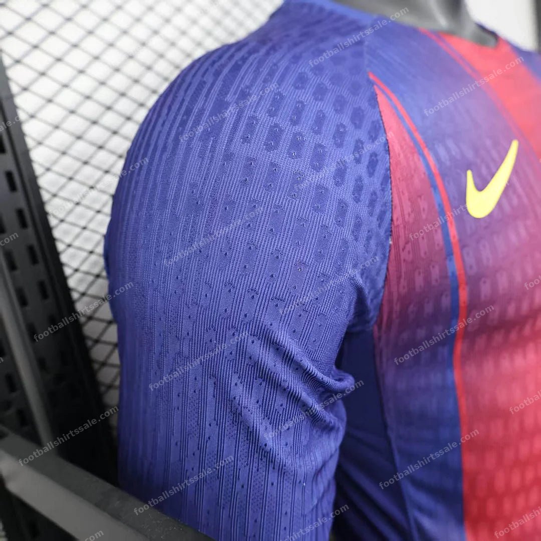 2025/2026 Player Version Long Sleeve Barcelona Home Football Shirt - Detail 8