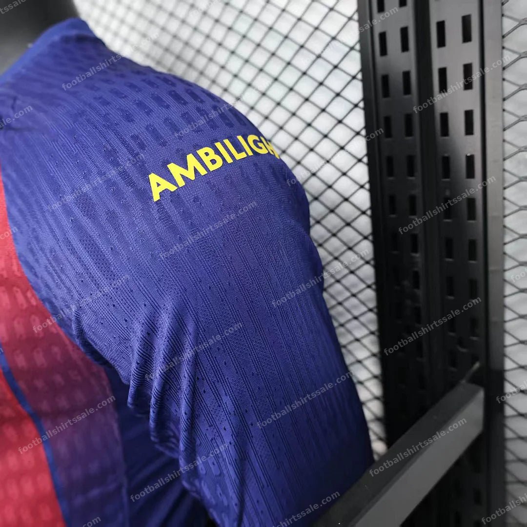 2025/2026 Player Version Long Sleeve Barcelona Home Football Shirt - Detail 9