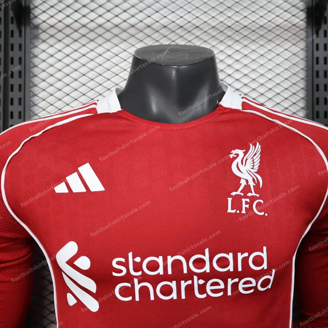 2025/2026 Player Version Long Sleeve Liverpool Home Football Shirt - Detail 2