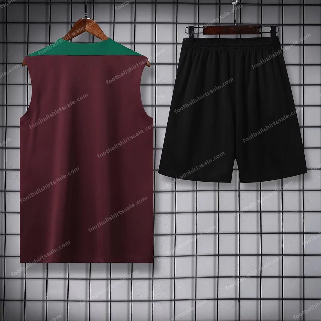 2024/2025 Psg Paris Saint-Germain pre-match training Wine Red Jersey+Shorts 1:1 Thai Quality - Detail 1