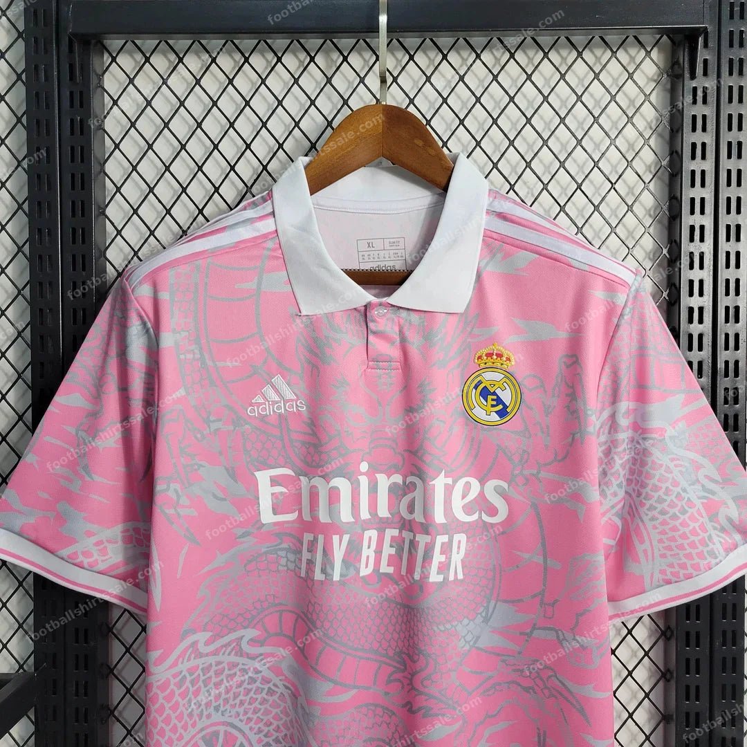 2023/2024 Real Madrid Chinese Dragon Pink Football Shirt - Detail 3