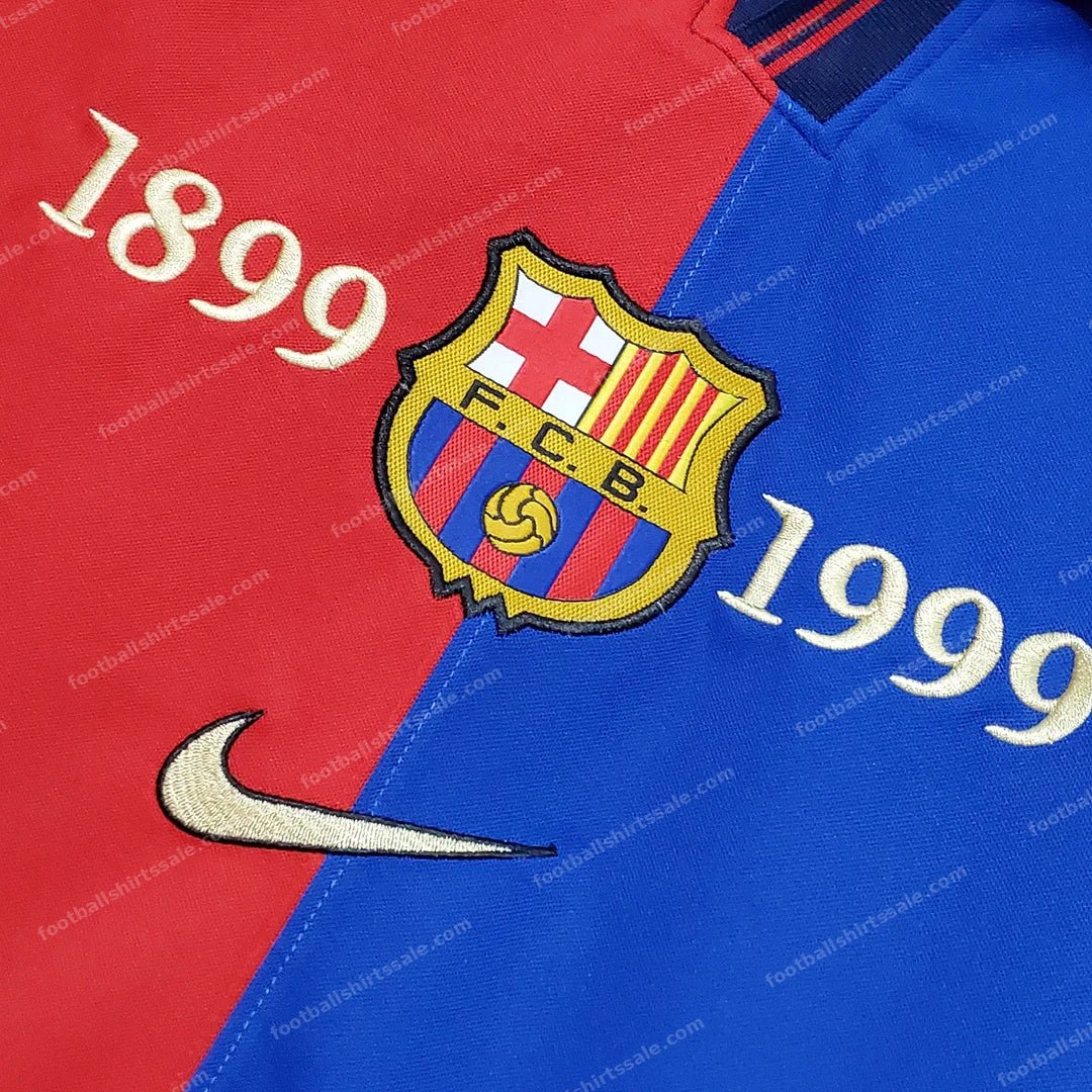 1999/2000 Retro Barcelona Home 100th Anniversary Version Football Shirt 1:1 Thai Quality - Detail 3