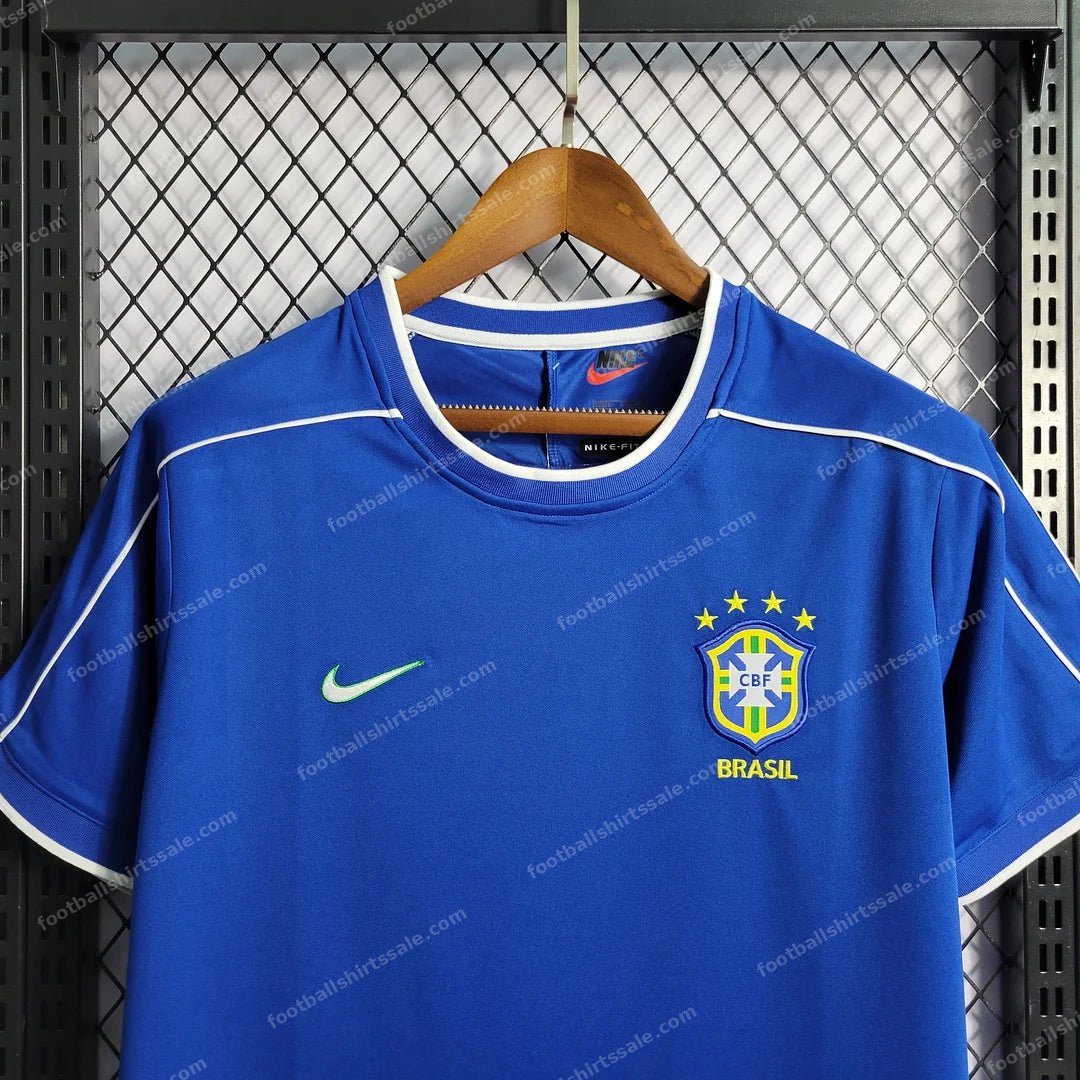 1998 Retro Brazil Soccer Jersey Away - Detail 2