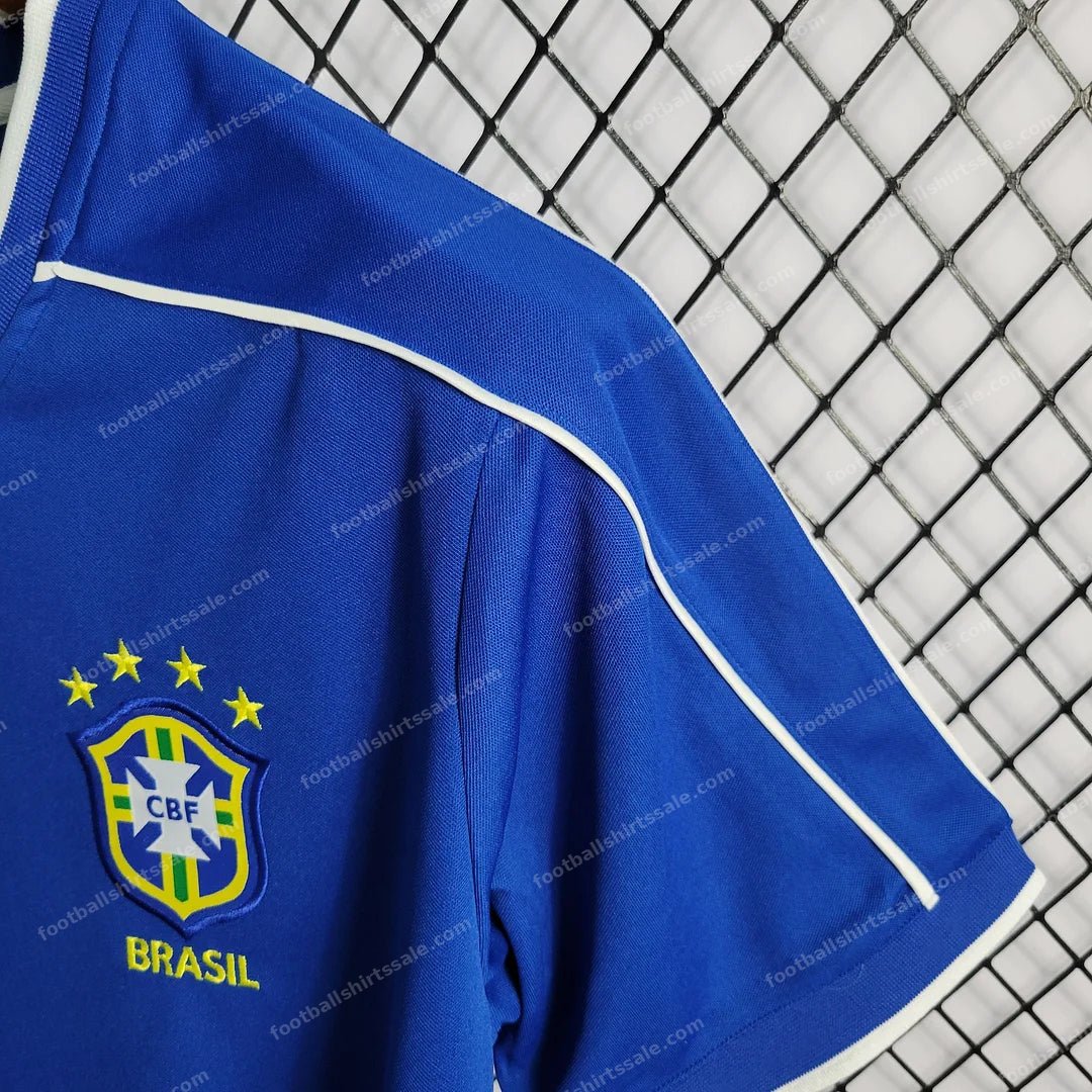 1998 Retro Brazil Soccer Jersey Away - Detail 5