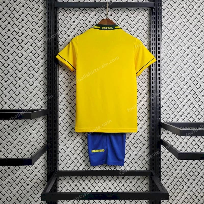 1994 Retro Kids Size Brazil Home Soccer Jersey - Detail 1