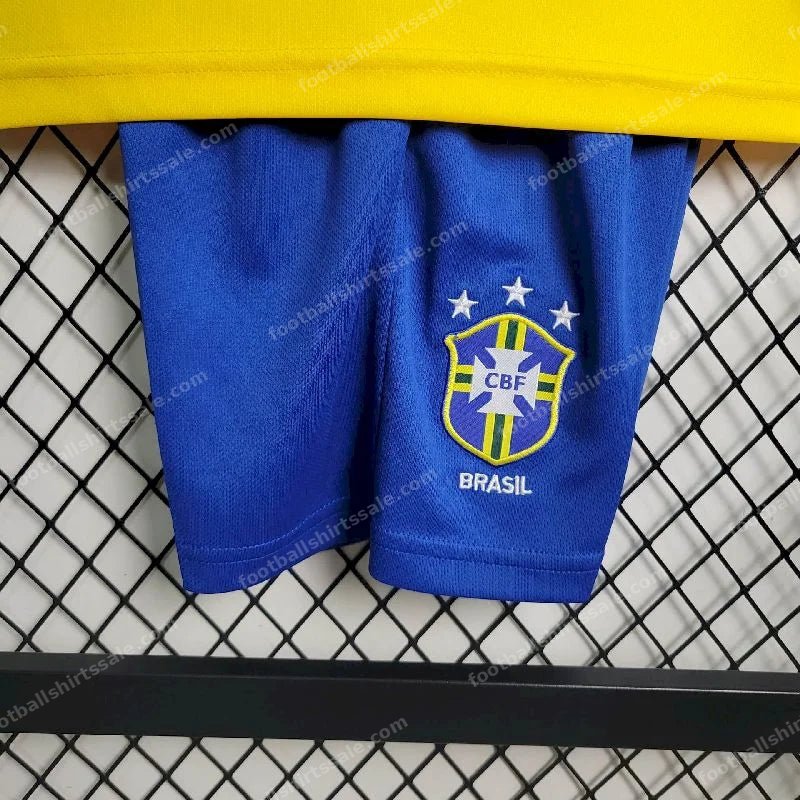 1994 Retro Kids Size Brazil Home Soccer Jersey - Detail 6