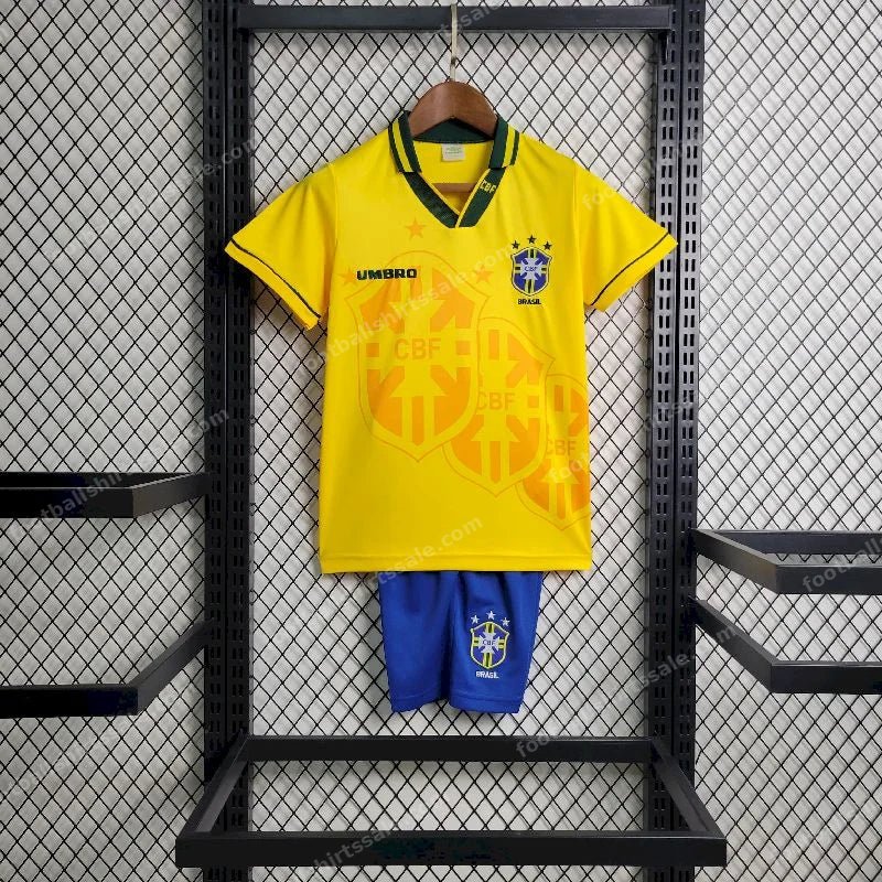 1994 Retro Kids Size Brazil Home Soccer Jersey