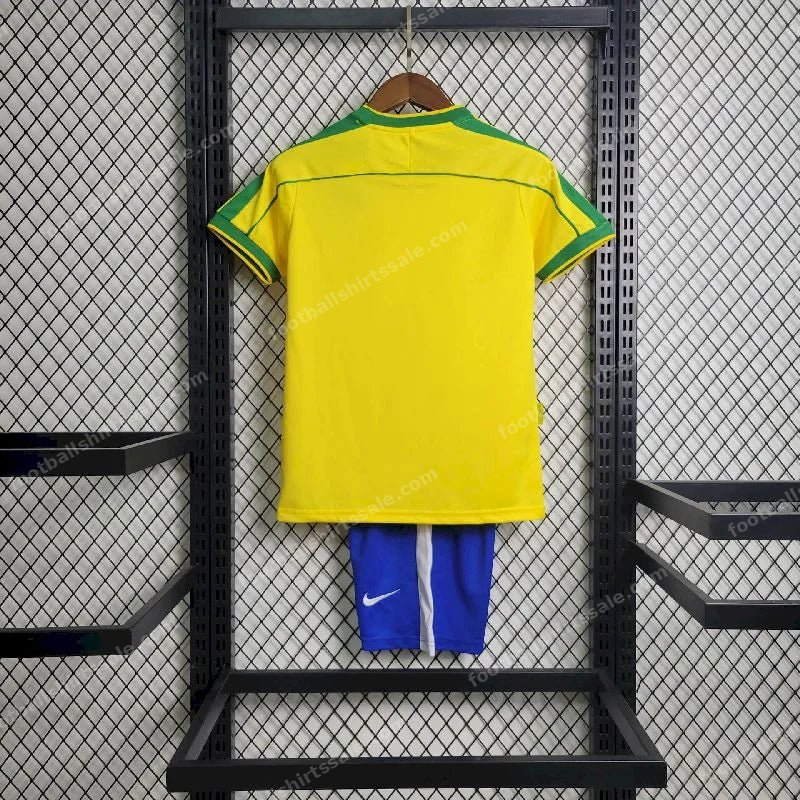 1998 Retro Kids Size Brazil Home Soccer Jersey - Detail 1