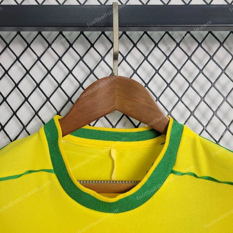 1998 Retro Kids Size Brazil Home Soccer Jersey - Detail 3