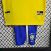 1998 Retro Kids Size Brazil Home Soccer Jersey - Detail 4