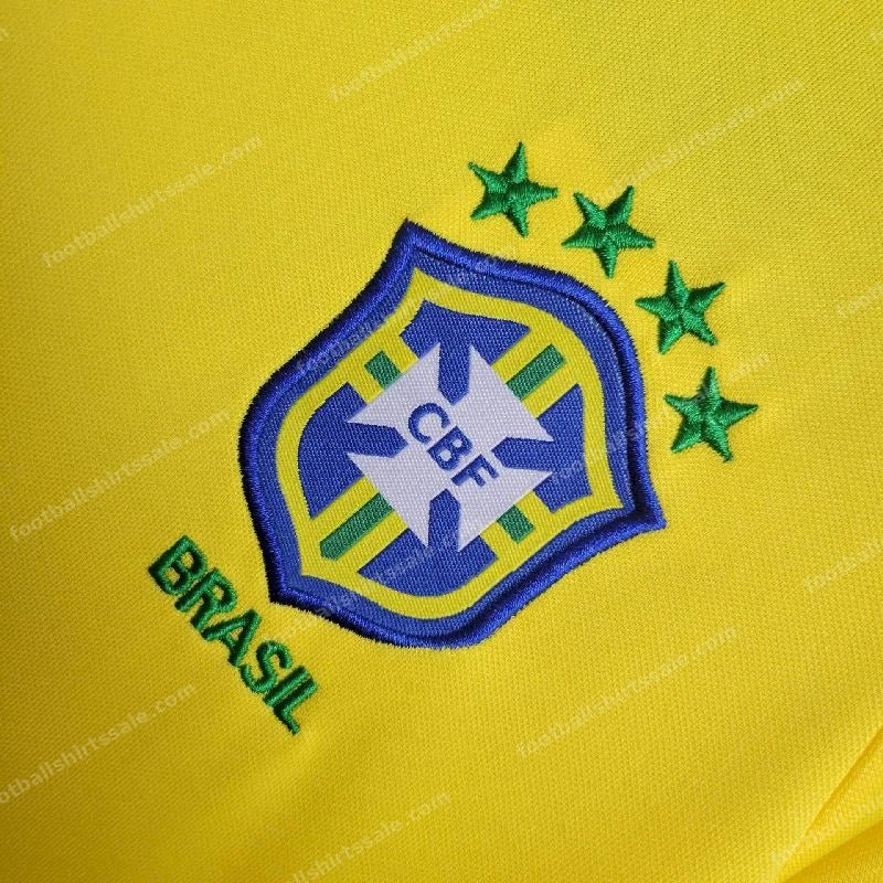 1998 Retro Kids Size Brazil Home Soccer Jersey - Detail 6