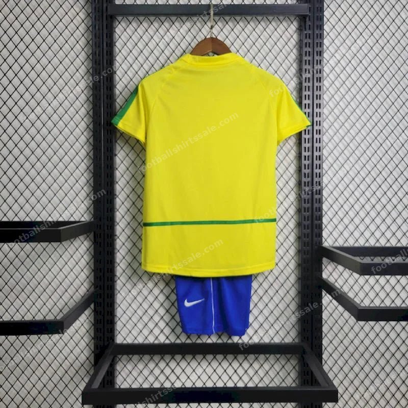 2002 Retro Kids Size Brazil Home Soccer Jersey - Detail 1