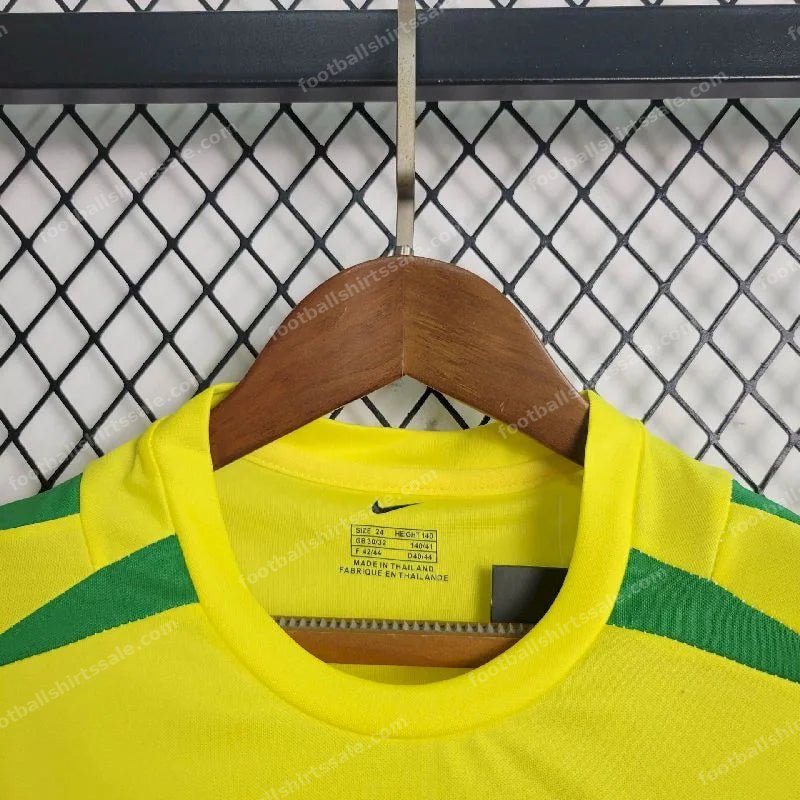 2002 Retro Kids Size Brazil Home Soccer Jersey - Detail 4